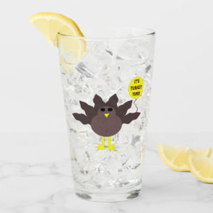 Turkey Time Thanksgiving Glass