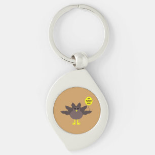 Turkey Time Thanksgiving Keychain
