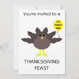 Turkey Time Thanksgiving Party Custom Invites