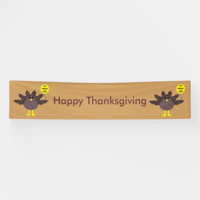 Turkey Time Thanksgiving Personalised Banner (Horizontal)