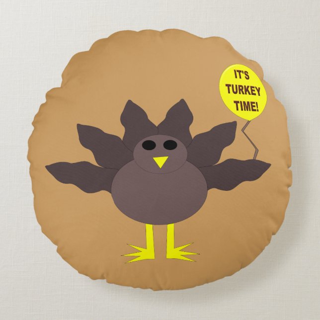 Turkey Time Thanksgiving Pillow (Front)
