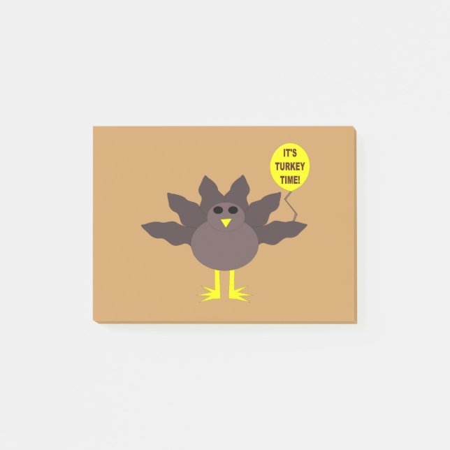 Turkey Time Thanksgiving Post it notes Pad (Front)