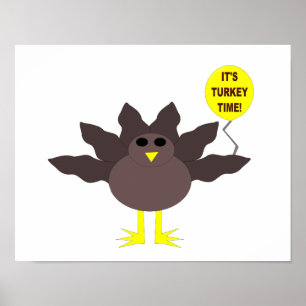 Turkey Time Thanksgiving Poster