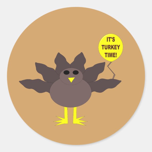 Turkey Time Thanksgiving Stickers (Front)
