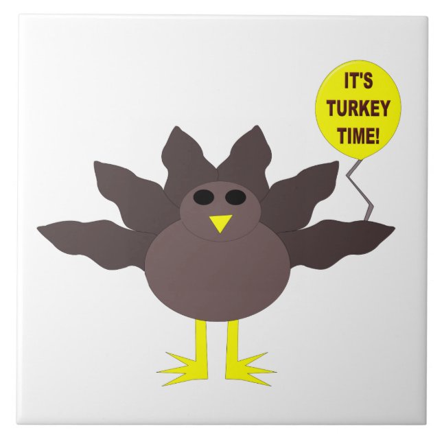 Turkey Time Thanksgiving Tile (Front)