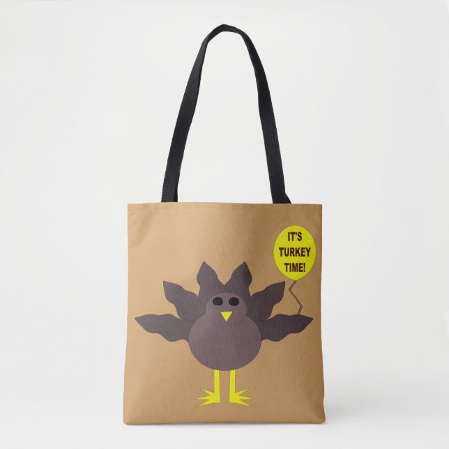 Turkey Time Thanksgiving Tote Bag (Front)