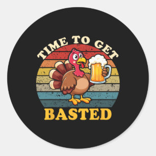 Turkey Time To Get Sted Funny Happy Thanksgiving M Classic Round Sticker