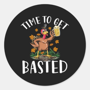 Turkey Time To Get Sted Funny Happy Thanksgiving M Classic Round Sticker