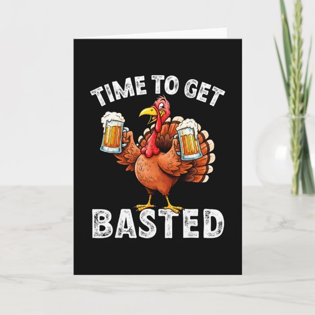 Turkey Time To Get Sted Retro Funny Thanksgiving M Card (Front)