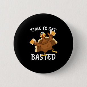 Turkey Time To Get Sted Retro Happy Thanksgiving M 6 Cm Round Badge