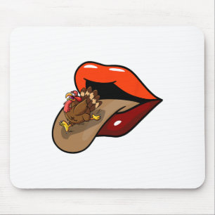 Turkey Tongue Out Thanksgiving Day Funny Lips Fall Mouse Pad