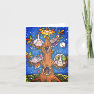 TURKEY TREE, THANKSGIVING FUNNY GOBBLERS Blank Card