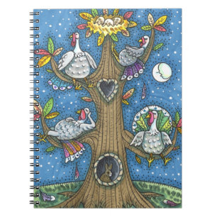 TURKEY TREE, THANKSGIVING FUNNY GOBBLERS ROOSTING NOTEBOOK