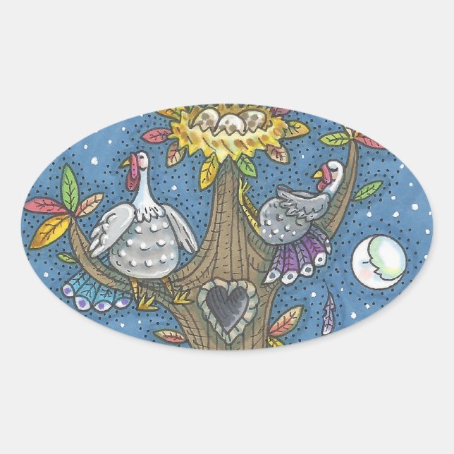 TURKEY TREE, THANKSGIVING GOBBLERS STICKERS Oval (Front)