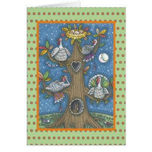 TURKEY TREE THANKSGIVING HUMOR GREETING CARD Blank