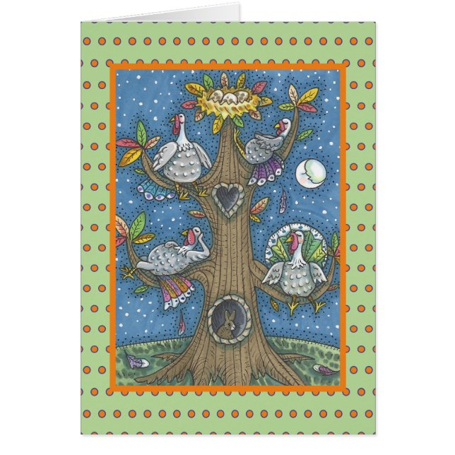 TURKEY TREE THANKSGIVING HUMOR GREETING CARD Blank (Front)
