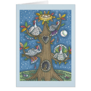 TURKEY TREE THANKSGIVING HUMOR GREETING CARD Blank