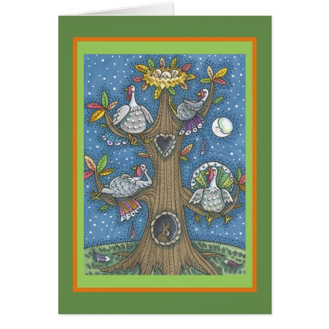TURKEY TREE THANKSGIVING HUMOR GREETING CARD Verse (Front)