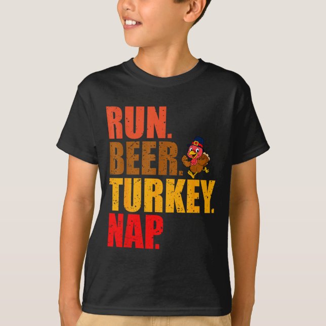 Turkey Trot Running Thanksgiving Run Beer Nap  T-Shirt (Front)