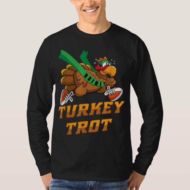 Turkey Trot Squad Funny Thanksgiving Running T-Shirt (Front)