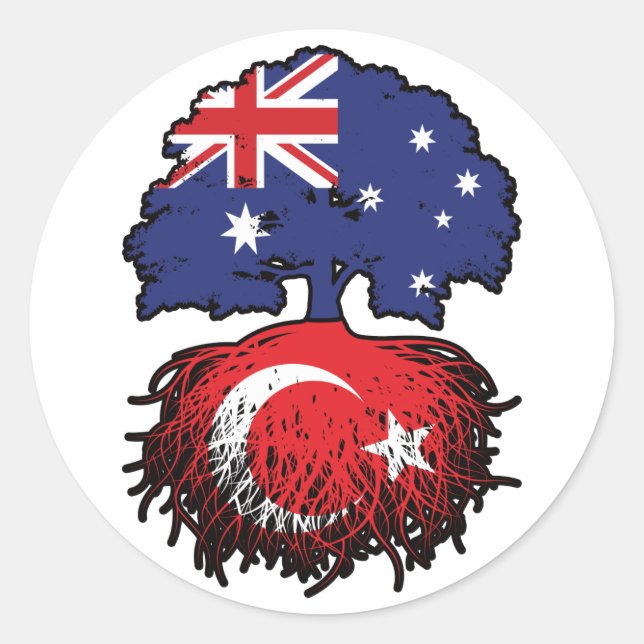 Turkey Turkish Australian Australia Tree Roots Classic Round Sticker (Front)