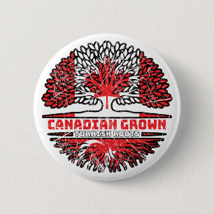 Turkey Turkish Canadian Canada Tree Roots Flag 6 Cm Round Badge