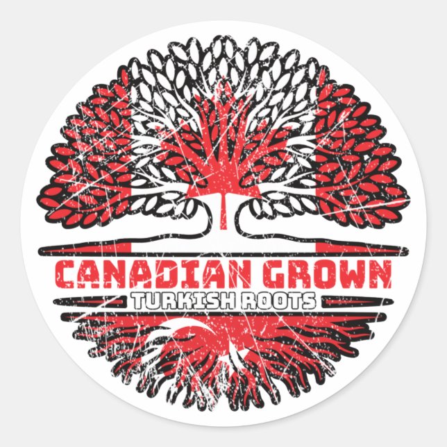 Turkey Turkish Canadian Canada Tree Roots Flag Classic Round Sticker (Front)