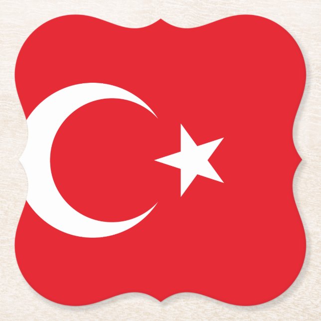 Turkey (Turkish) Flag Paper Coaster (Front)