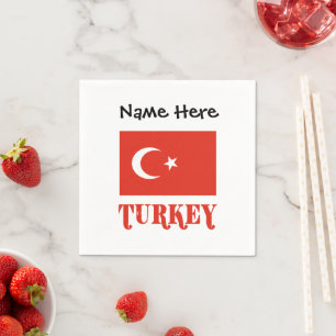 Turkey Turkish Flag Personalised Name Napkin