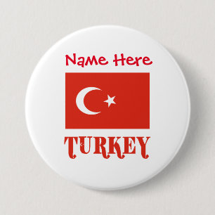 Turkey Turkish Flag Red Personalisation  7.5 Cm Round Badge