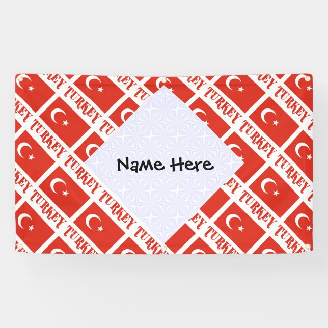 Turkey Turkish Flag Tiled Personalised Name  Banner (Horizontal)