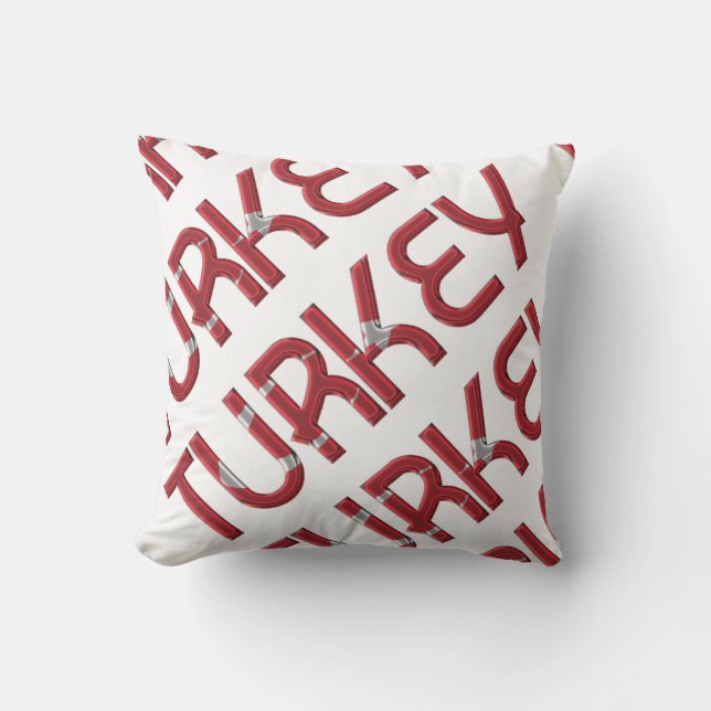 Turkey Turkish Flag Typography Souvenir Cushion (Front)