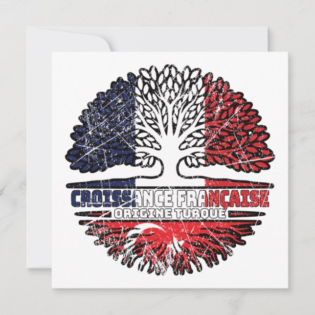 Turkey Turkish French France Tree Roots Flag Card (Front)