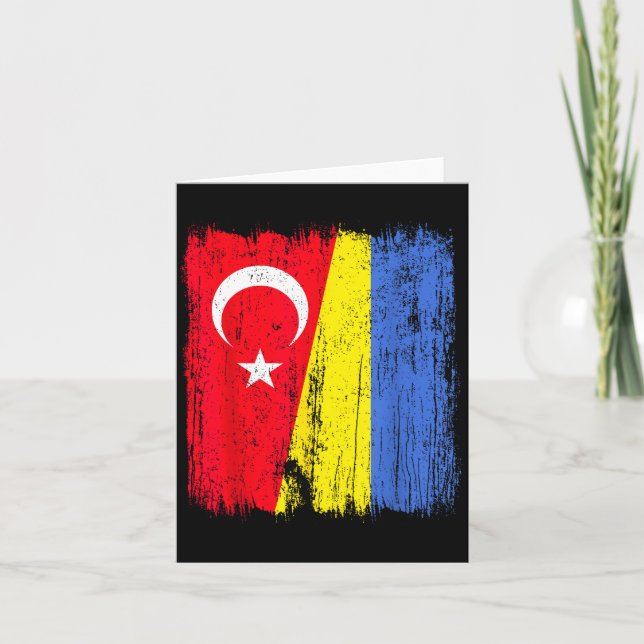 Turkey Ukraine Half Flag Turkish Ukrainian Heritag Card (Front)
