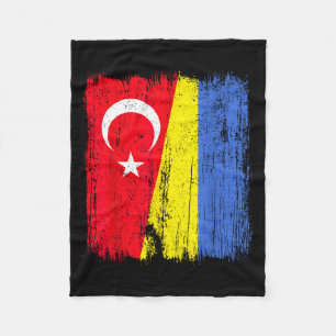 Turkey Ukraine Half Flag Turkish Ukrainian Heritag Fleece Blanket
