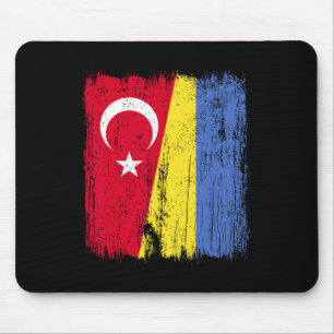 Turkey Ukraine Half Flag Turkish Ukrainian Heritag Mouse Pad