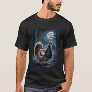 Turkey Under Moonlight In Dark Forest Scary Creatu T-Shirt