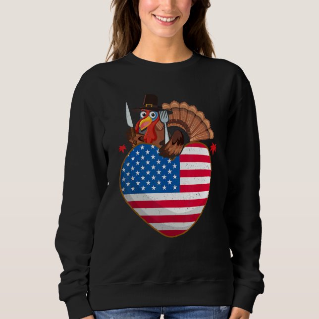 Turkey USA Flag Thanks Giving American  Thanksgivi Sweatshirt (Front)