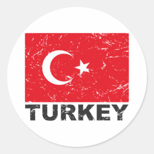 Turkey Vintage Flag Classic Round Sticker