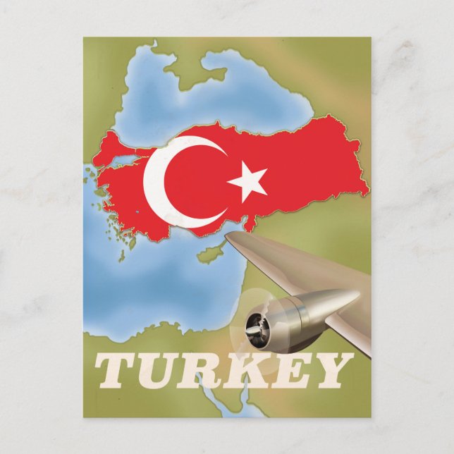 Turkey vintage flight poster postcard (Front)