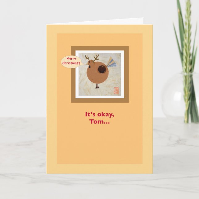 Turkey w/Antlers Vegan Humourous Thanksgiving Card (Front)