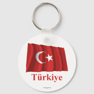 Turkey Waving Flag with Name in Turkish Key Ring
