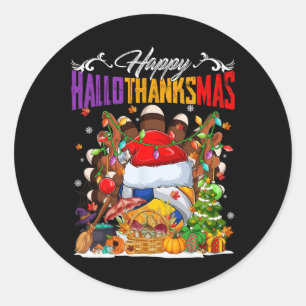Turkey Witch Volleyball Ball Xmas Lights Hallothan Classic Round Sticker