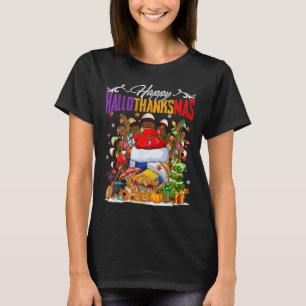 Turkey Witch Volleyball Ball Xmas Lights Hallothan T-Shirt