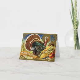 Turkey With Cornucopia Holiday Card