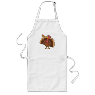 Turkey With Pie Slice Long Apron
