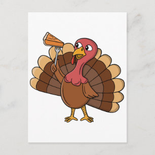 Turkey With Pie Slice Postcard