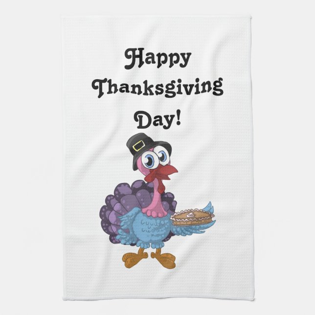 Turkey With Pie Tea Towel (Vertical)