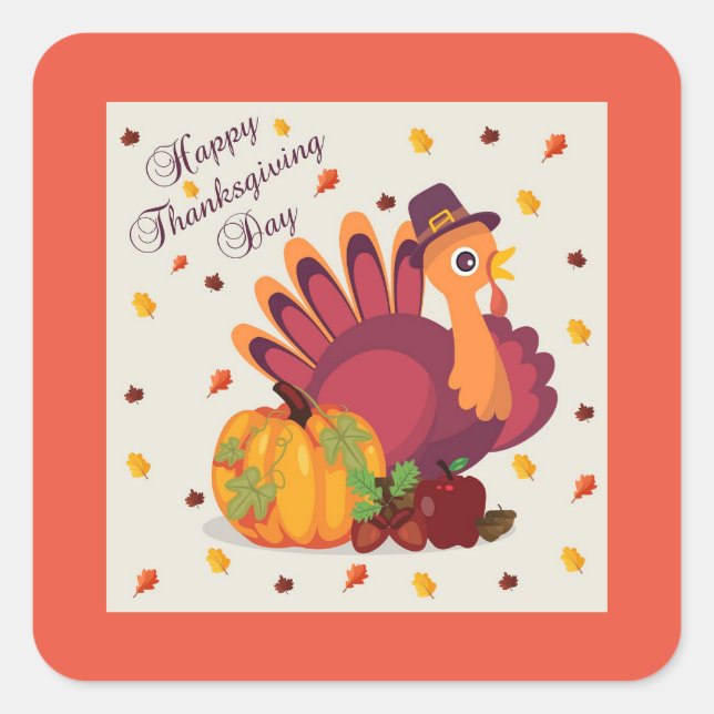 Turkey With Pilgrim's Hat Sticker (Front)