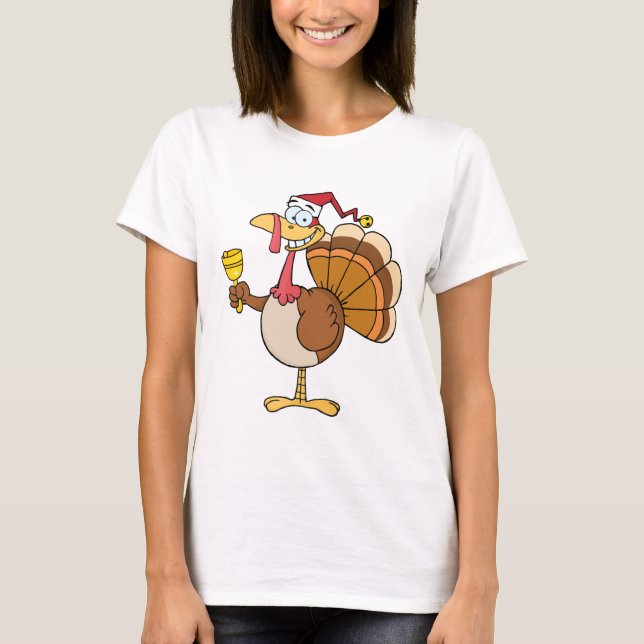 Turkey With Santa Hat T-Shirt (Front)